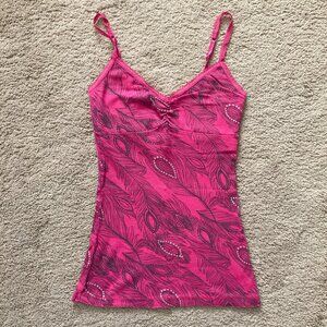 Kirra pink feather tank top size XS